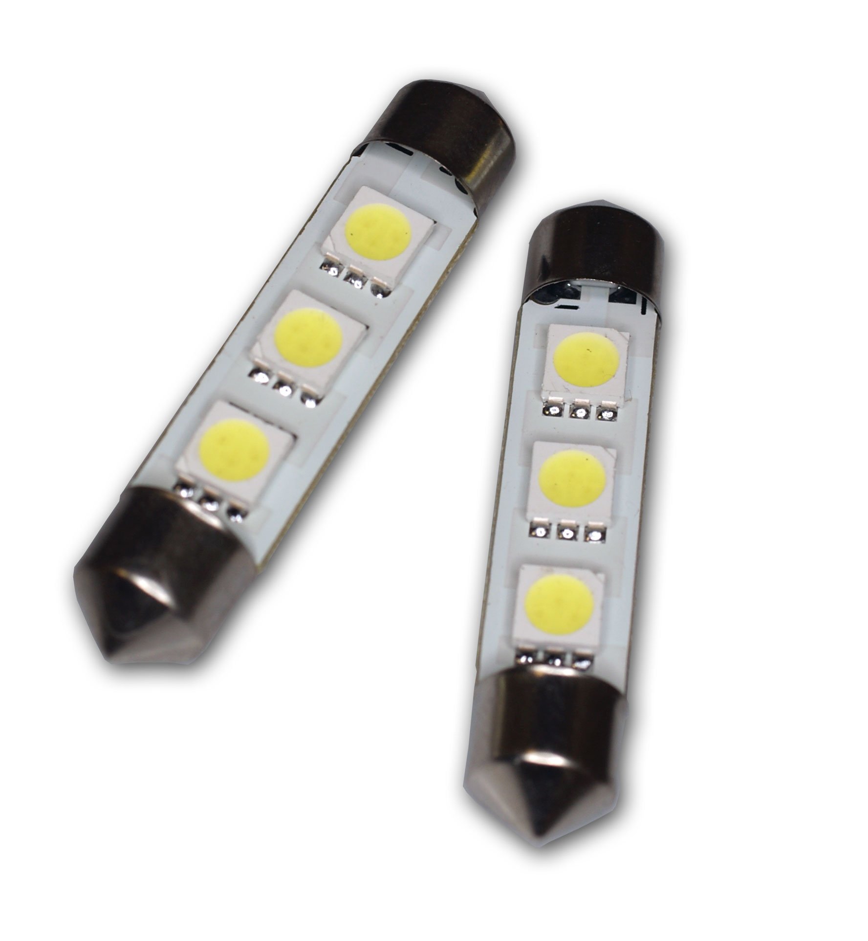 Tuningpros LEDSTL-42M-WS3 Step Light LED Light Bulbs Festoon 42mm, 3 SMD LED White 2-pc Set
