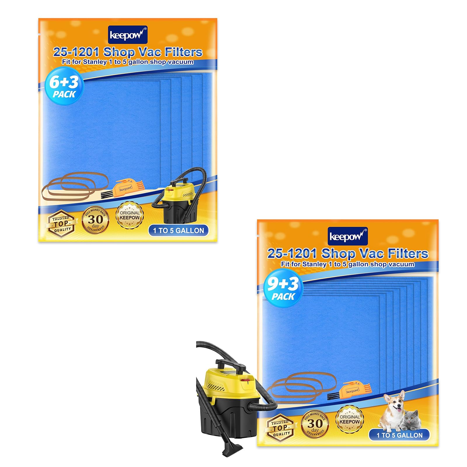 KEEPOW 25-1201 Reusable Dry Filters 15 Pack Compatible with