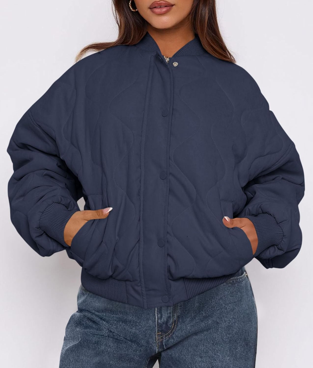 PRETTYGARDEN Women's Quilted Bomber Jacket Fall Fashion 2026 Lightweight Cropped Zip up Outerwear Winter Puffer Coats Pockets - Image 3