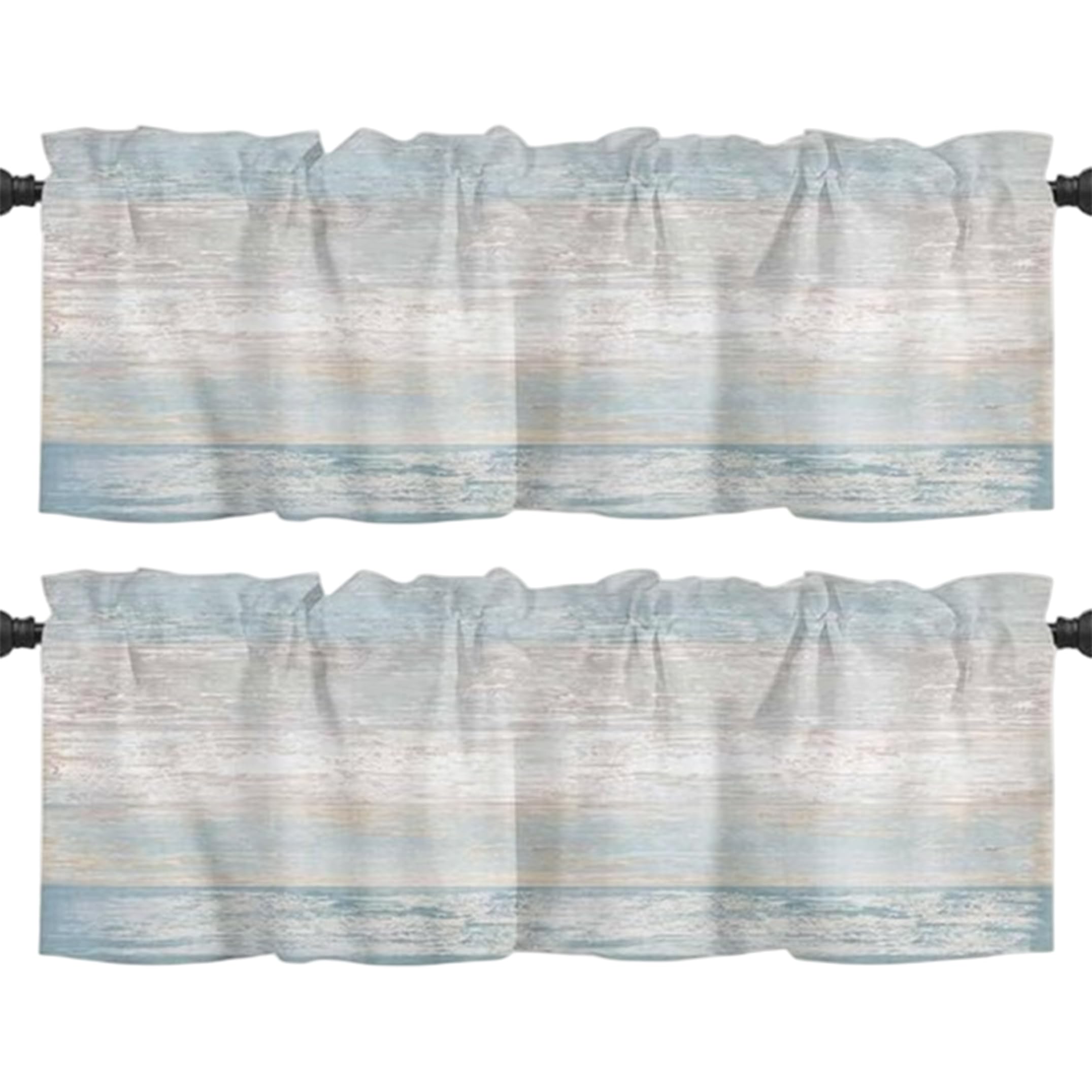 Xdyyjrasa Curtain Valance - 2 Pack Coastal Gradient Window Valance, Polyester Dust-Resistant for Kitchen 52x18 Inch