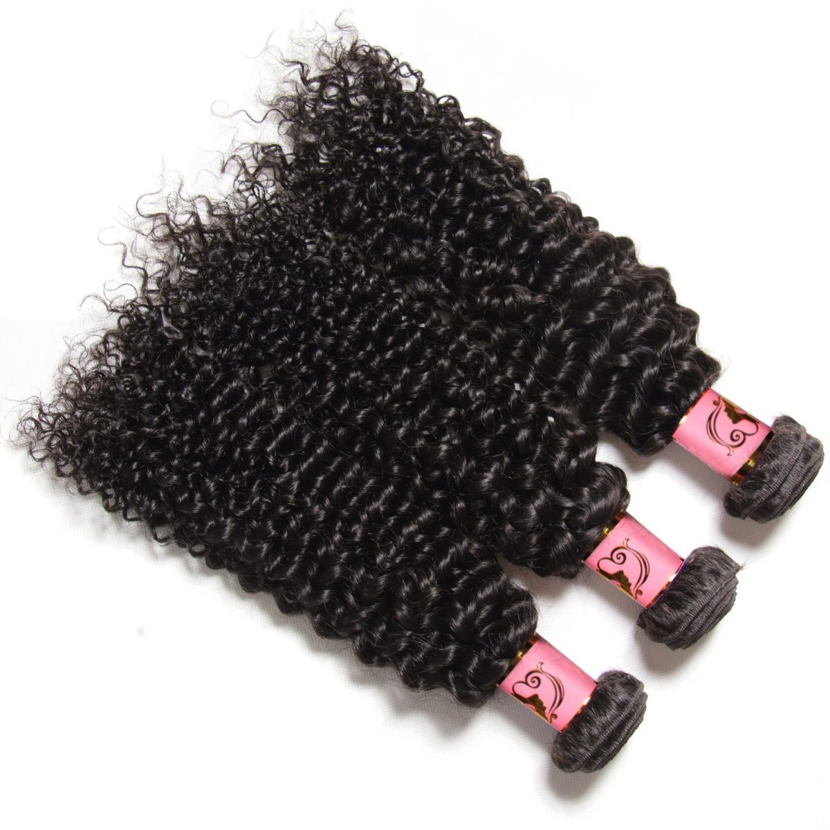 B&F Hair Unprocessed Brazilian Virgin Curly Hair Weave 3piece/lot Bundles with 1piece Free Part Lace Frontal Closure 100% Human Hair Extensions Nature Color (14 16 18+10closure)