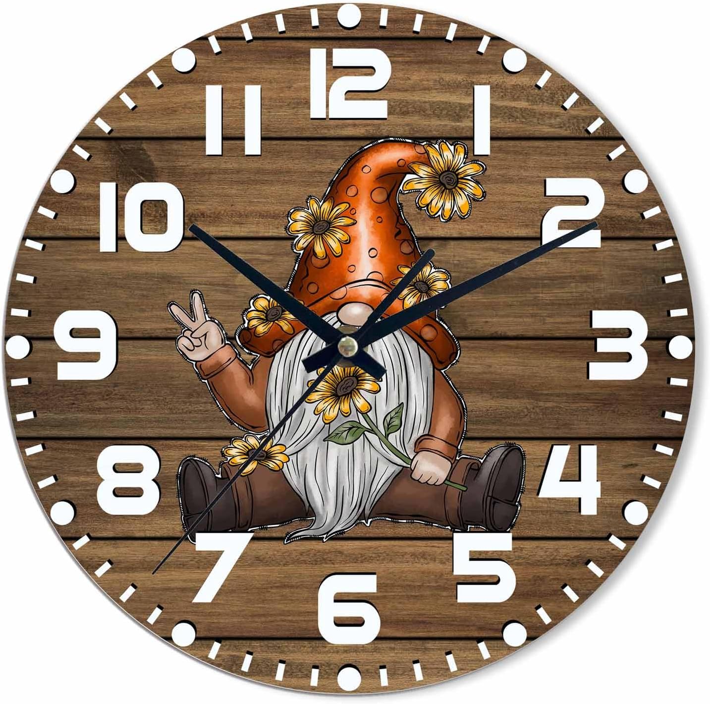 Dwarf Wall Clock Battery Operated on The Wooden Floor Wall Clock Silent Non Ticking Quality Quartz 10 Inch Round Easy Clock to Read for Home Office 10inch Multi1107