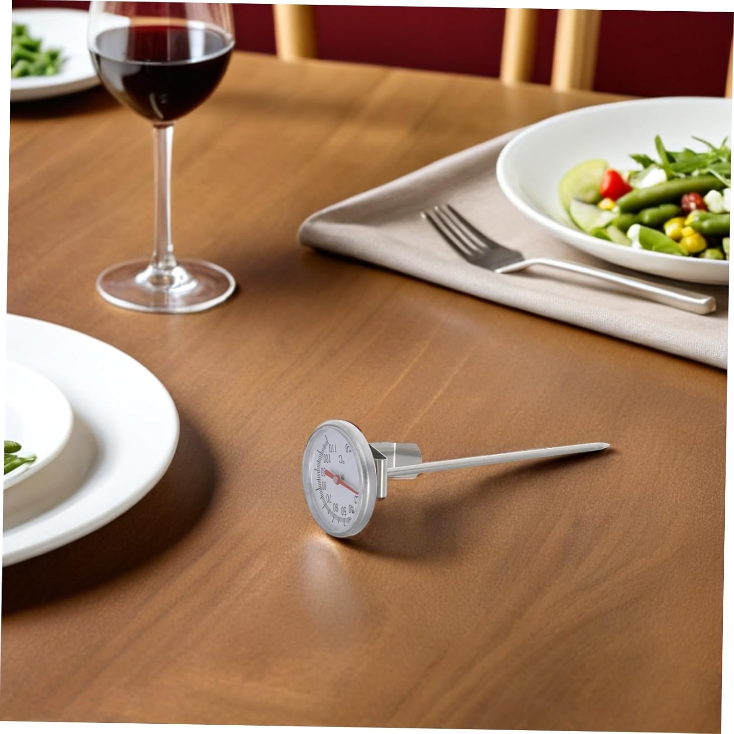 Stainless Steel Kitchen Probe Thermometer with Pot Clip 145mm