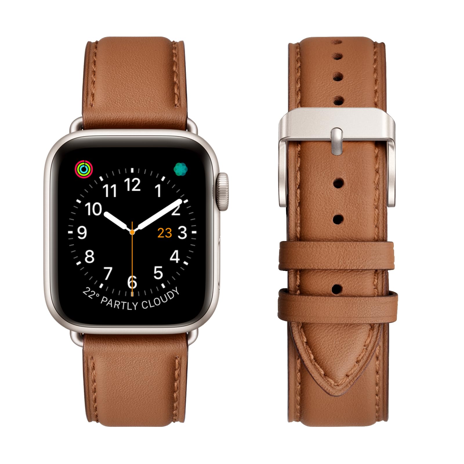 Photo 1 of OMIU Leather Bands Compatible with Apple Watch Band 42mm(Series3 2 1) 44mm 45mm 46mm 49mm, Genuine Leather Wristband Starp for iWatch SE Series 11 10 9 8 7 6 5 4 3 2 1 Ultra for Women Men
