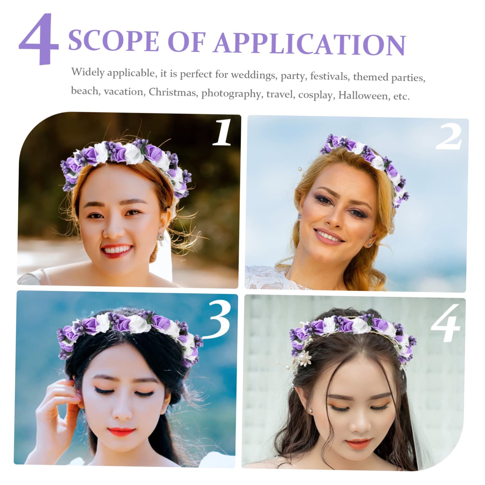FRCOLOR 5 Stücke Braut Stirnband Floral Kranz Kopfschmuck Simulation Kranz Für Hochzeit Party Festival
