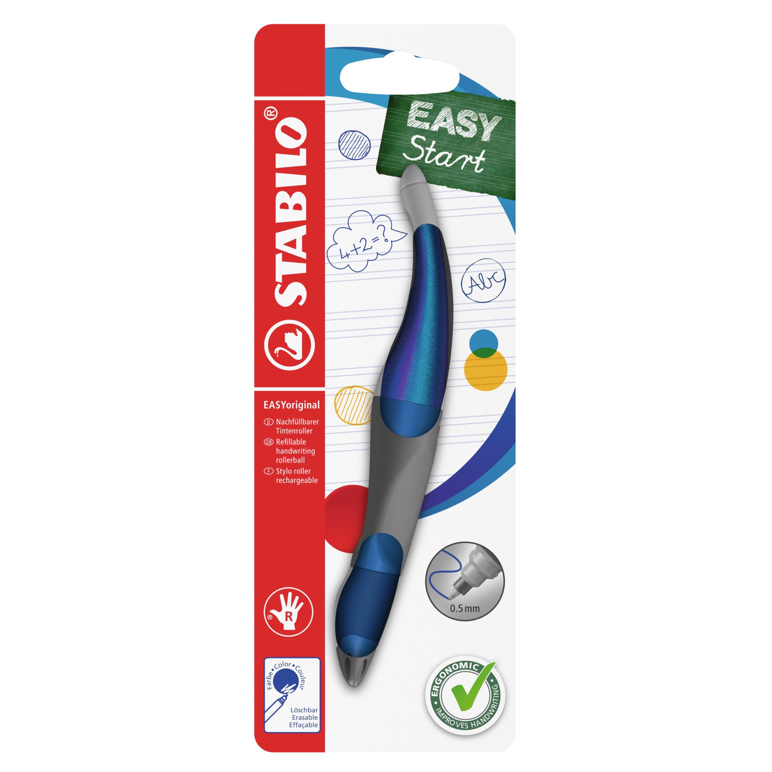 Easyoriginal Holograph Edition Right Handed Handwriting Pen with Refills, Blue (6 Pieces)