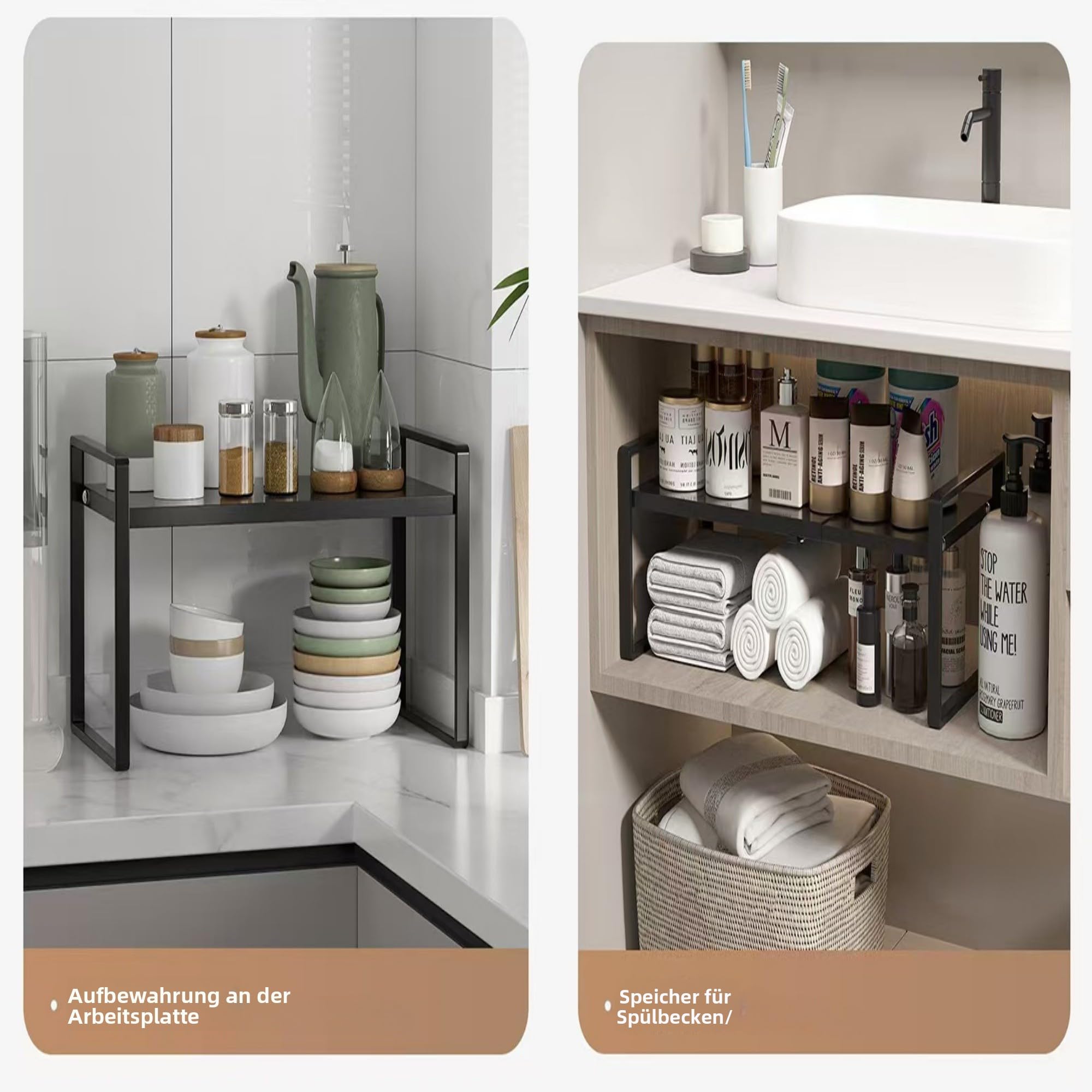 1Piece Bianco Porta piatti e porta stoviglie allungabile,35－65×27×25CM mensole cucina salvaspazio,ripiani salvaspazio cucina,organizer credenza,Facile da montare