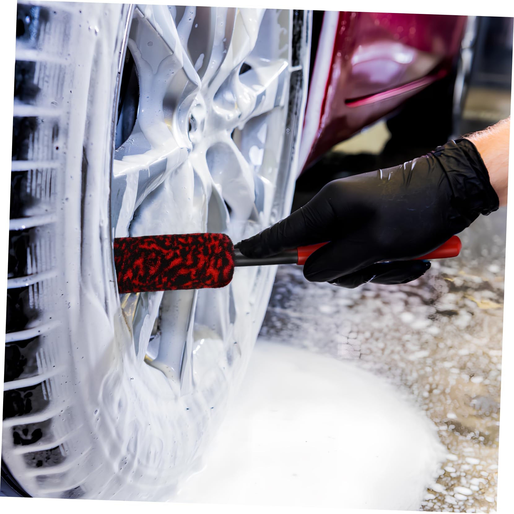 Happyyami 3pezzi Spazzola per Cerchi Auto Spazzola per Ruota Detergente per Pneumatici per Dettagli per Auto Kit per Pulizia dei Cerchi
