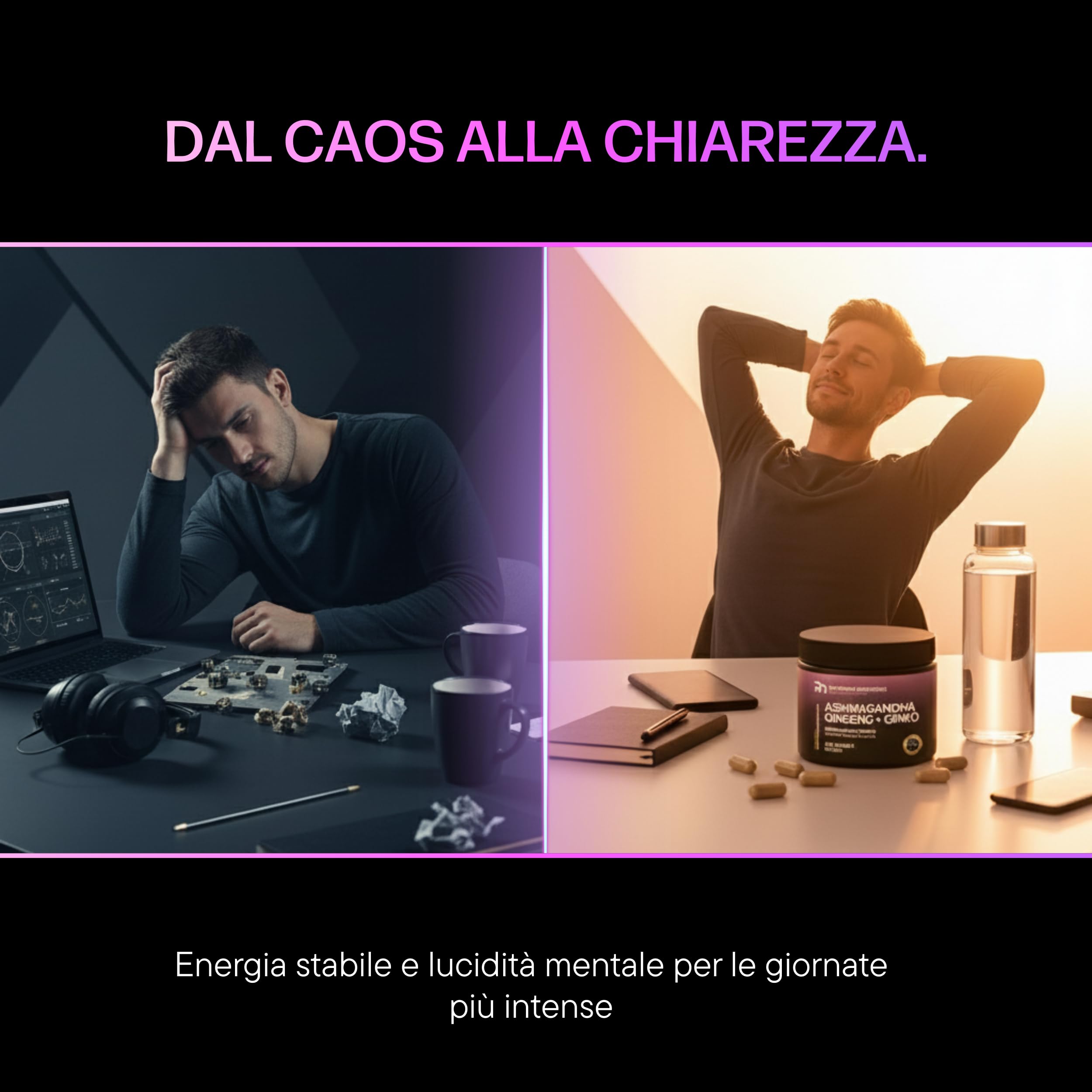 Platinum Nutrition Ashwagandha KSM-66 con Ginseng & Ginkgo Biloba, 120 Capsule (2 Mesi) | Integratore Naturale Adattogeno per Energia Mentale, Memoria, Ansia e Stress | Complesso con Ashwagandha Pura