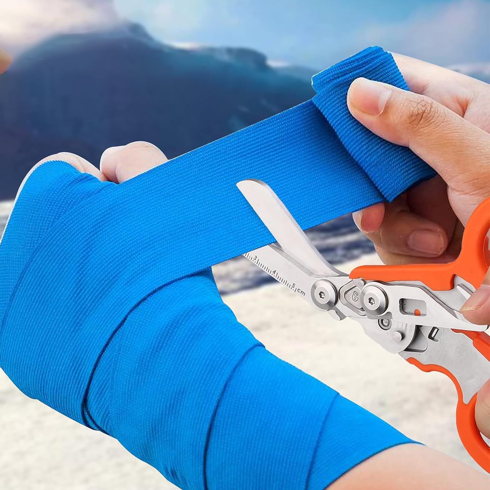 Pinza Multiuso, Multitool in Acciaio Inox con Fodero Portatile, Pinza Multifunzione Autobloccante, Pinza Pieghevole, Campeggio, Riparazione, Emergenza, Arancio