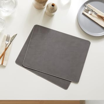 Ocean Home Textile 2-Piece Gray Color Leather American Serving 40 x 30 cm