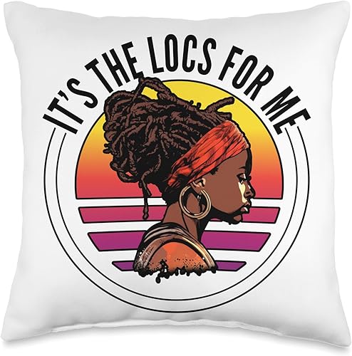 Locs Afro Dreadlocks Love Natural Beauty Hair It's the Locs for Me Afro Hair Black American African Girl Throw Pillow, 16x16, Multicolor
