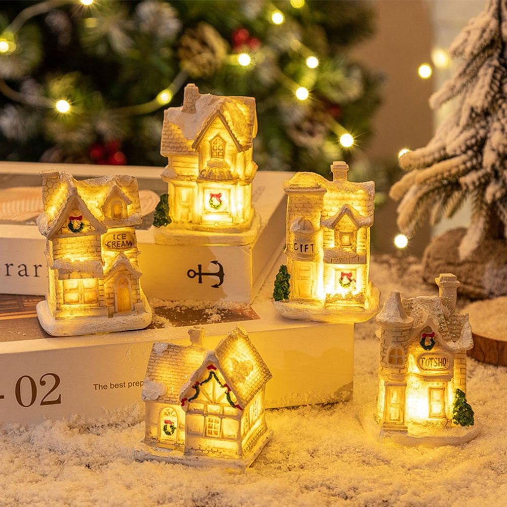 Amazon.co.jp: クリスマスビレッジセット 10個セット LEDライト
