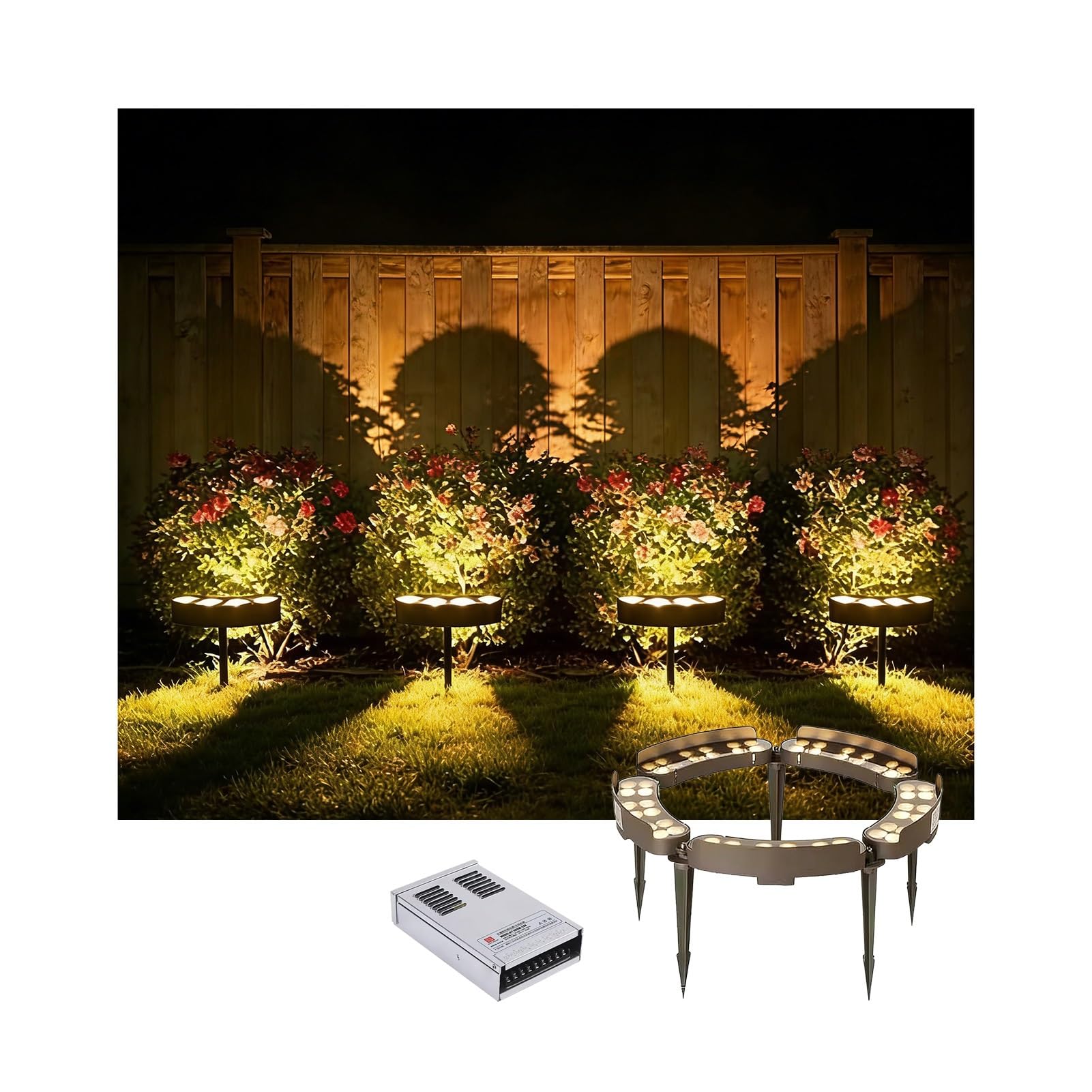 Lampki Choinkowe Oświetlenie Drzew Zewnętrznych Światło Z Zasilaczem Od 220 V Do 24 V Do Roślin Ogrodowych Trawnik(Yellow light,60W)
