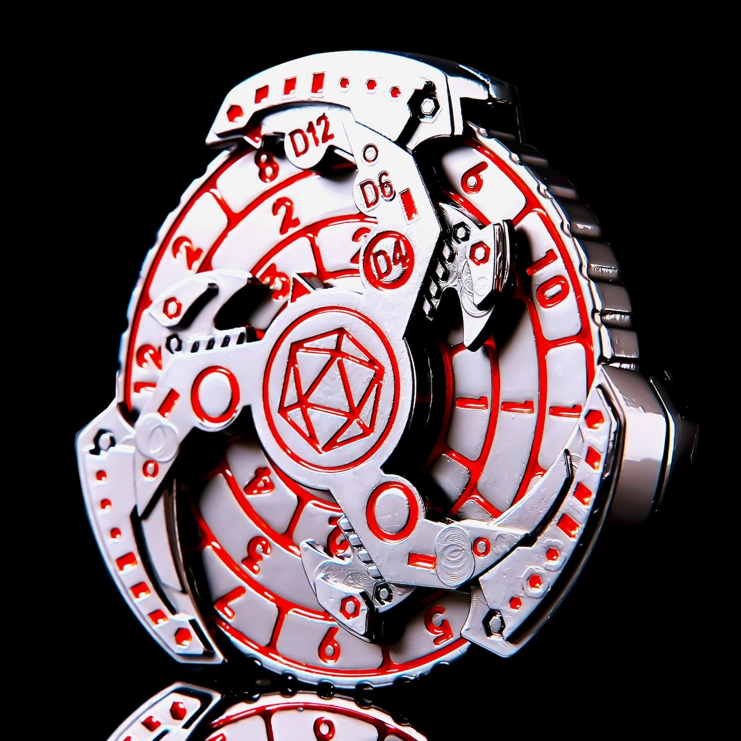 7-in-1 DND Dice Set, Rotate Metal Rotate Dungeons and Dragons DND Compass Dice, Cool RPG Role Playing Table Game Dice（Sliver Black）