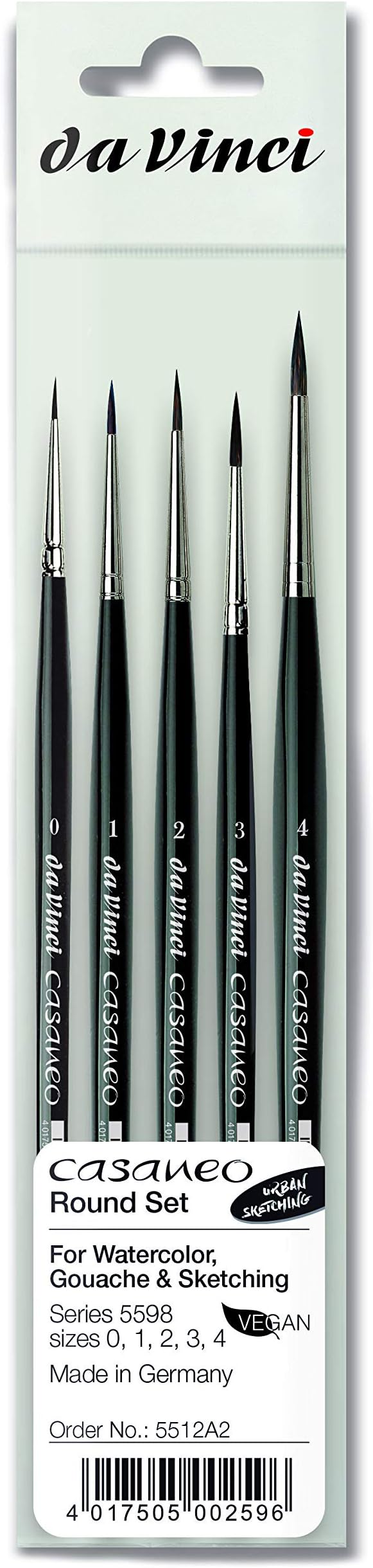 da Vinci Brushes 5598 Casaneo Round (Sizes 0,1,2,3,4) Artist Brush Set, Black, 5