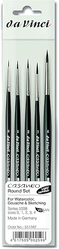 Miniatura 11 de da Vinci Pinceles 5598 Casaneo Redondo Grande (Tamaños 5, 6, 8, 10) Juego de Pinceles para Artistas, Negro, 4