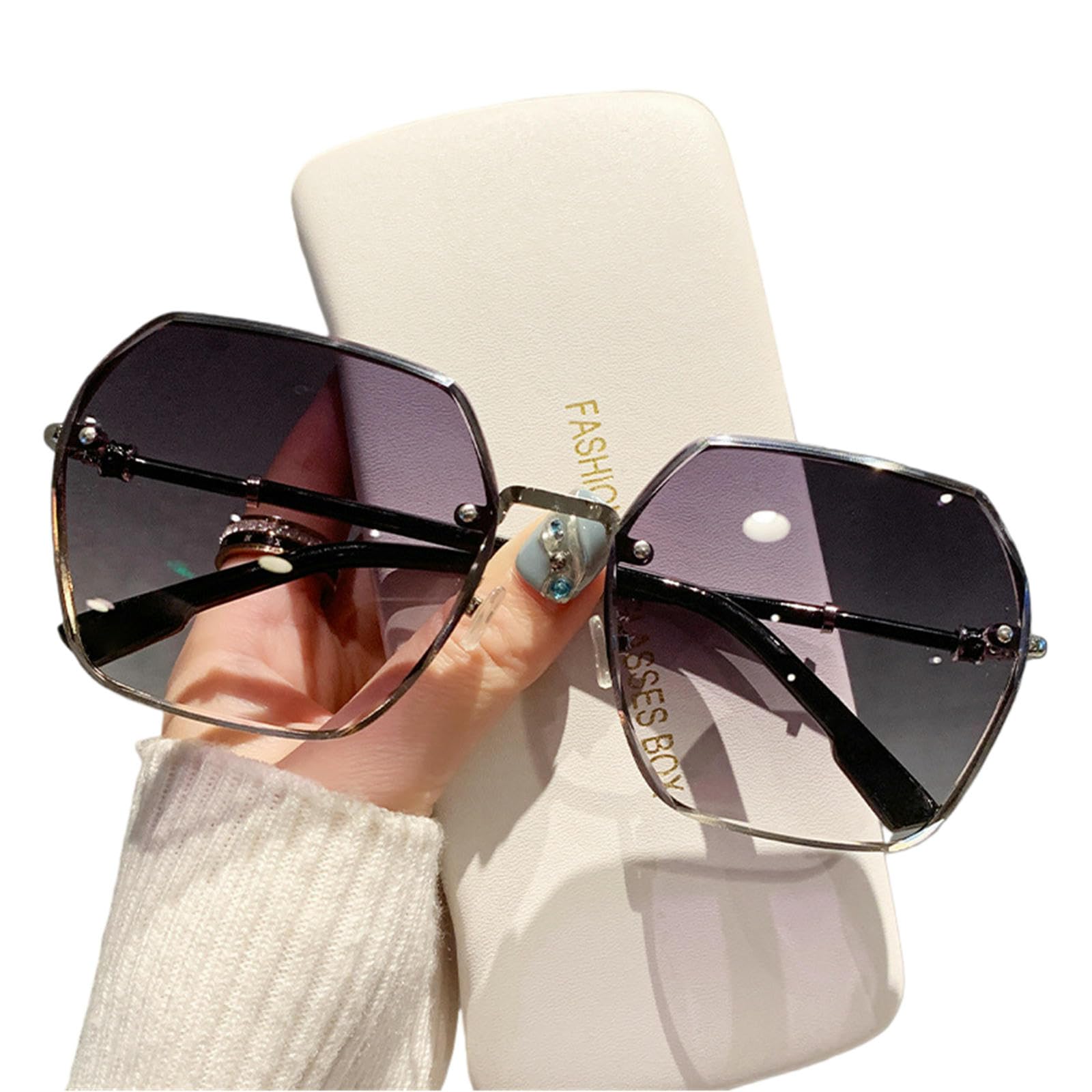 Gyios sunglasses Oversized For Women Transparent Gradient Glasses Lens
