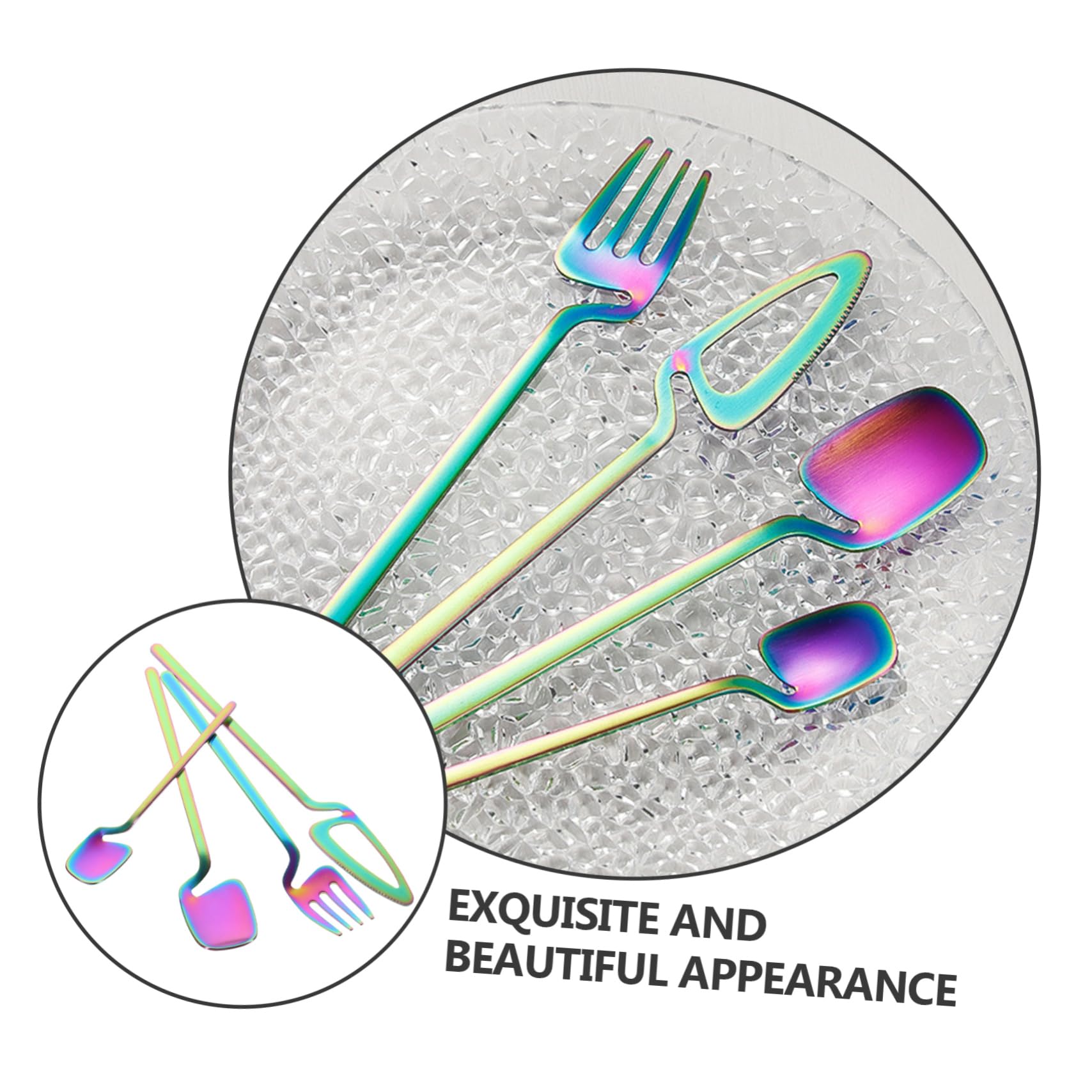 Ciieeo Juego De 8 Cubiertos De Acero Inoxidable Cucharas Cubiertos De Mesa Tenedores De Cocina Reutilizables Utensilios Agitador Tenedor De Postre Cuchara Para Mezclar Cuchara De