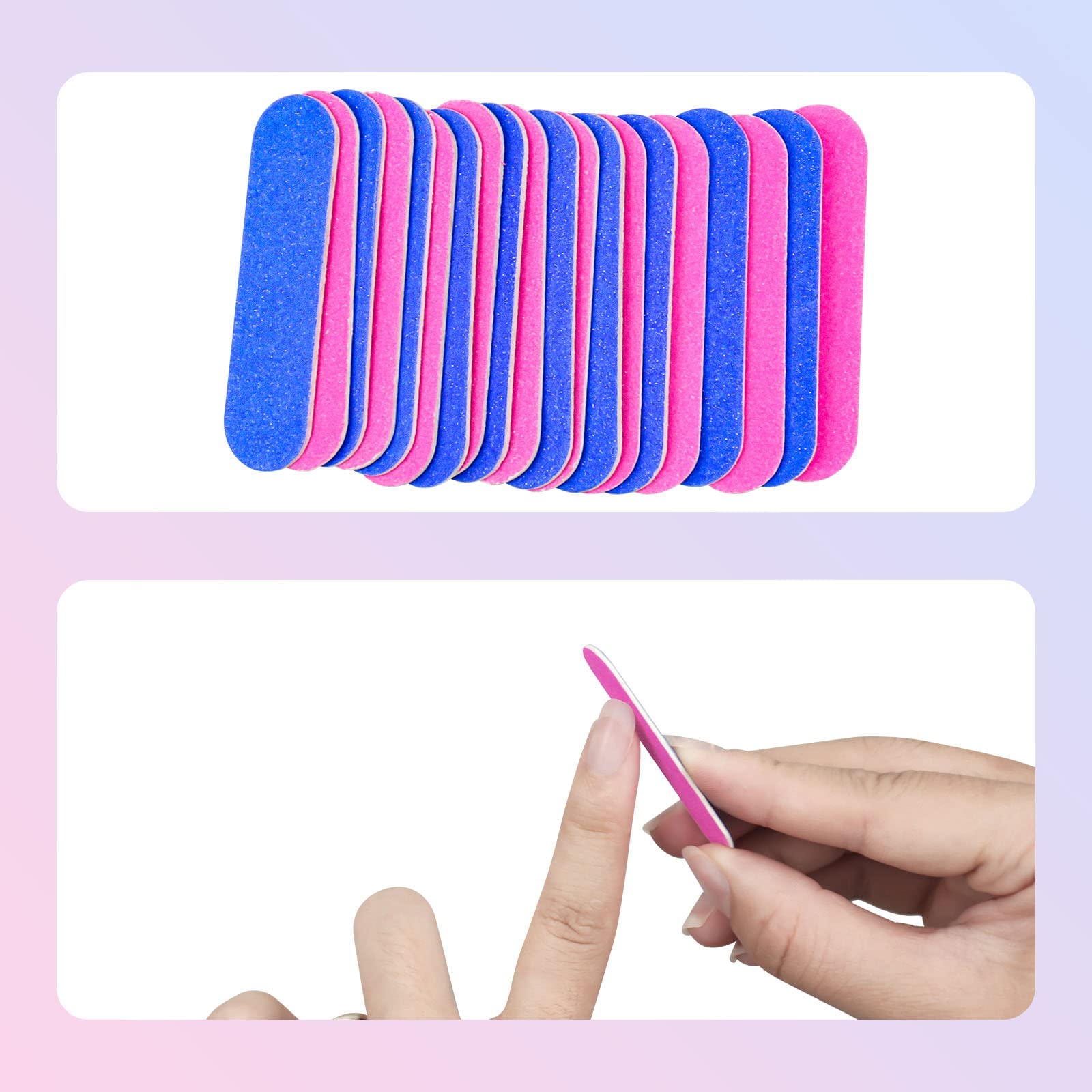 100 Mini Lime per Unghie 180/240 Grit Double Face Usa e Getta - File Professionali per Manicure, Saloni e Casa - Cura delle Unghie
