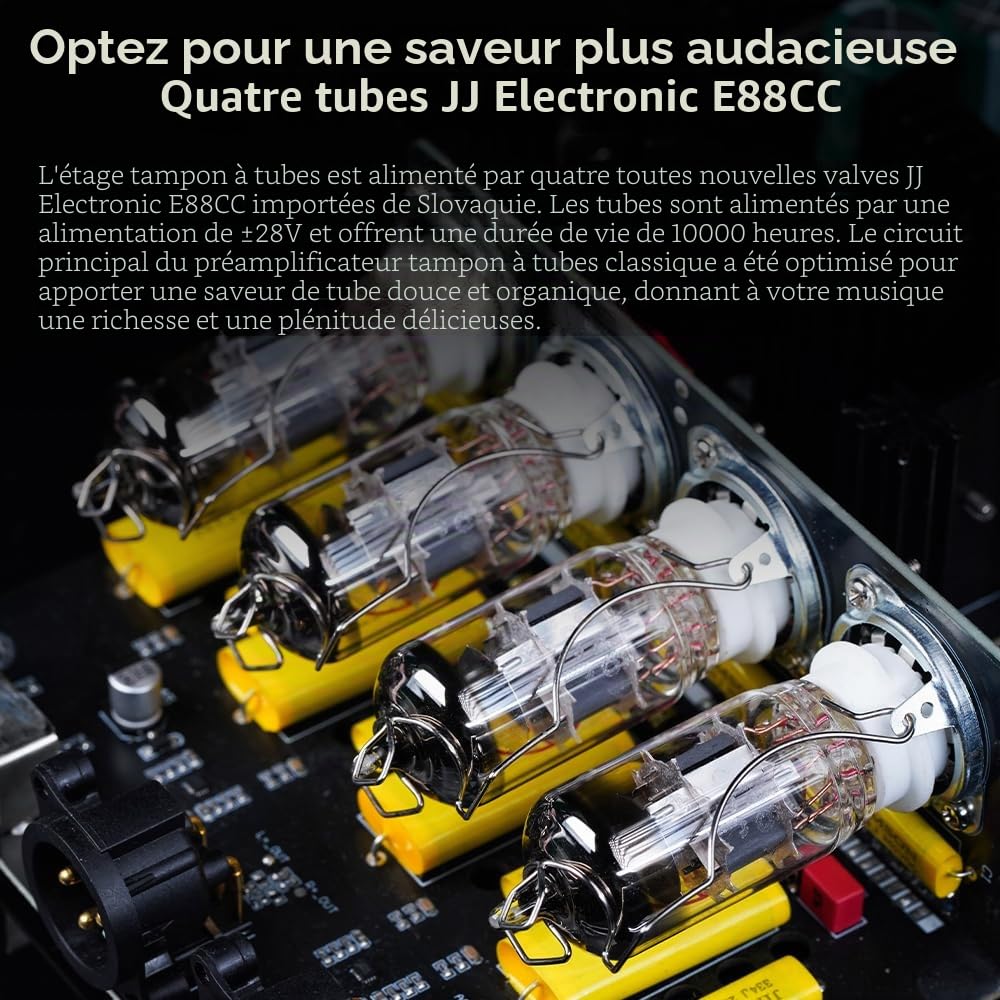 FiiO Warmer R2R Amplificateur de Bureau à Tubes & DAC/Amp R2R – Échelle de Résistances R2R Différentielle Complète 24 Bits, Doubles Compteurs VU, Alimentation Linéaire de 46W, Entrées USB/Optique