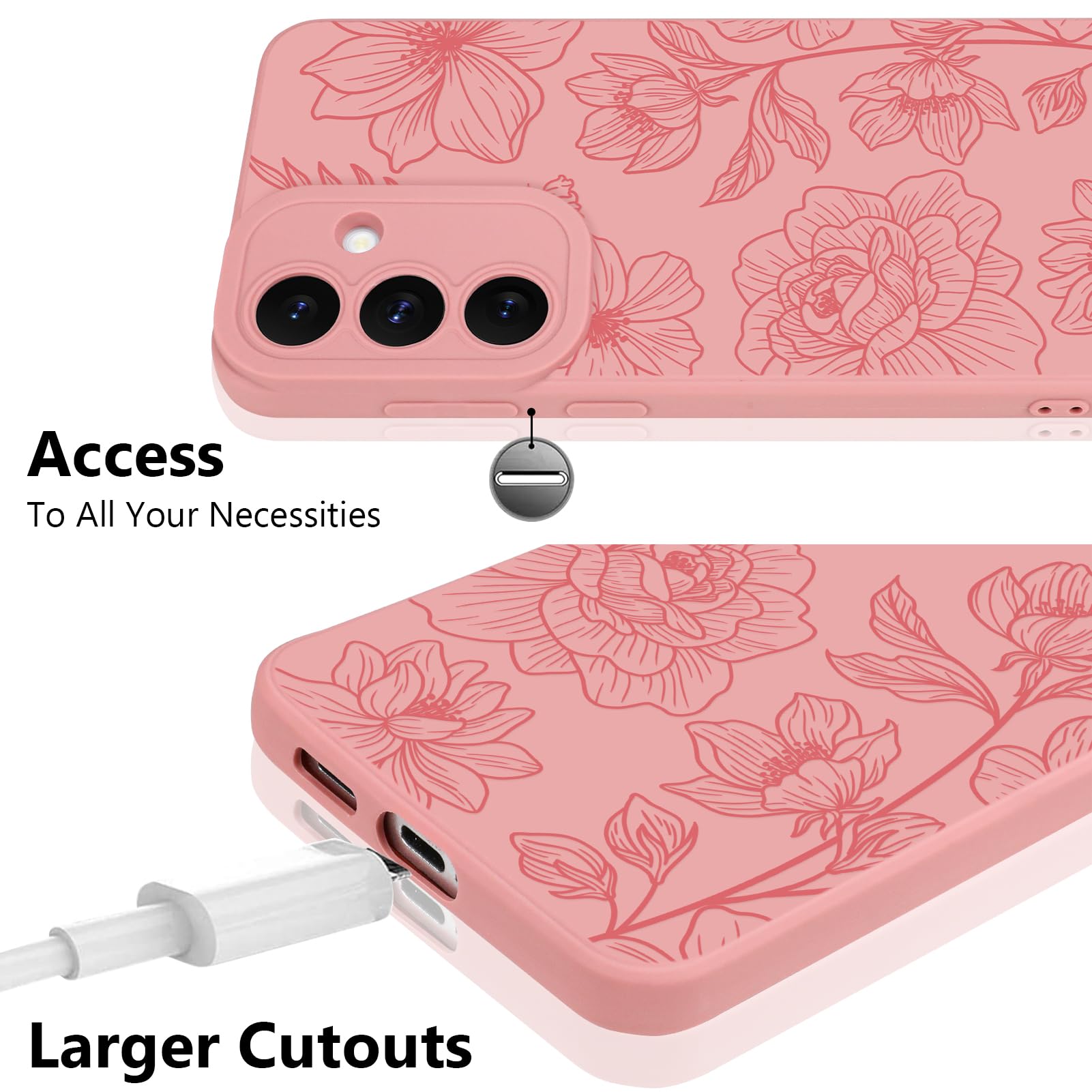 Funda de silicona para Samsung Galaxy S25 Plus con diseño de loto floral rosa, protección de cámara, suave, delgada, para niñas y mujeres, color rosa