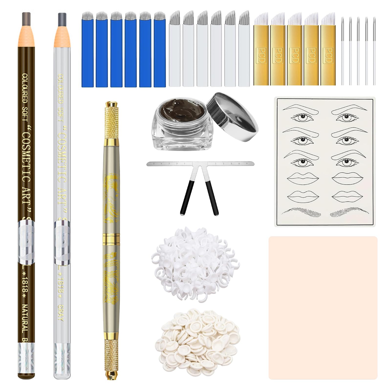 Microblading Kit, Eyebrow Pen with Microblading Supplies Eyebrow Kit Mapping Kit for Beginners & Artist