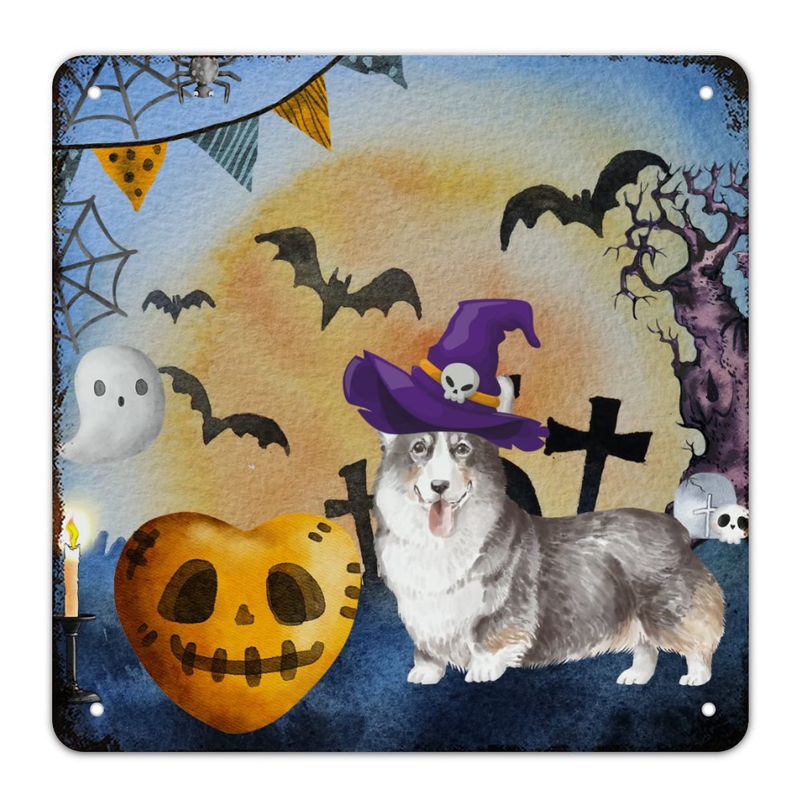 Panneau en métal Halloween sorcière Rottweiler haut de gamme au design artistique