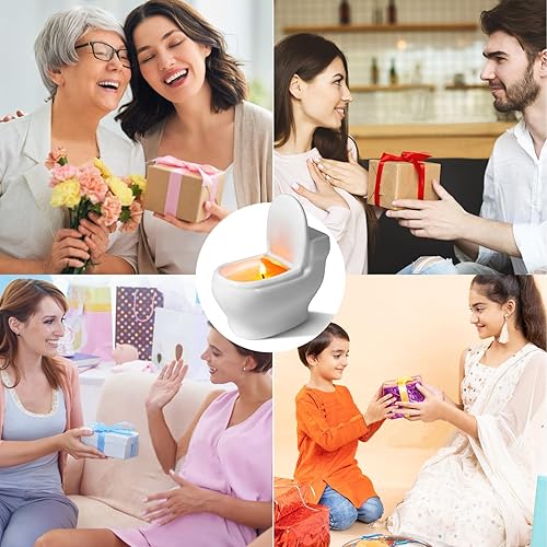 Miniatura 5 de Velas perfumadas, la vela de aromaterapia con sabor a jazmín es de 6 onzas, se quema durante más de 42 horas, forma de vela de diseño de inodoro,