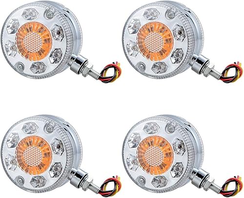Miniatura 15 de Astra Depot 4 unidades de 4 "redondo 42-LED pedestal rojo ámbar de doble cara esquina de parada de giro luz de señal de giro compatible