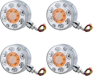 4 Pack Round 48 LED Fender Brake Turn Signal Lights - Amber/Red 4 Inch 12-24V - View #4