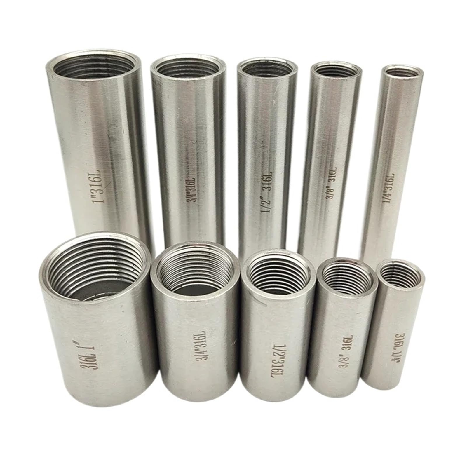 Gjgfjghk Women's Sus316l Bspp Metal Bar 1Pcs 50Mm100 Mm Length 1/4"-2" Bspp Equal Thread 316L Stainless Steel Coupling Barrel Pipe Fitting Connector Plumbing(100Mm Length,1-1/4")