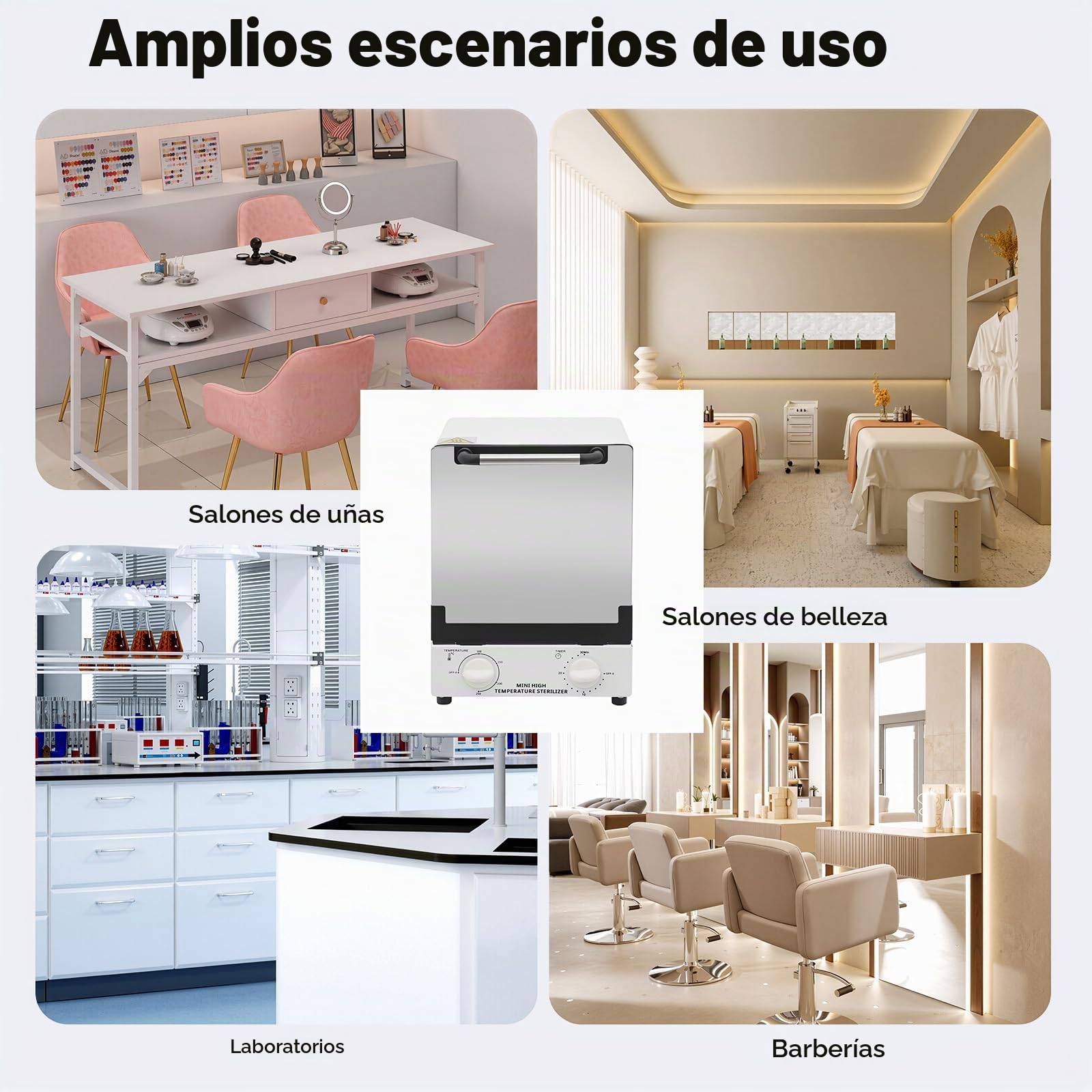 Esterilizador de alta temperatura de 1000 W, esterilizador de aire caliente de 12 L, caja de desinfección por infrarrojos a 250 °C con temporizador, esterilizador de calor seco con bandeja para