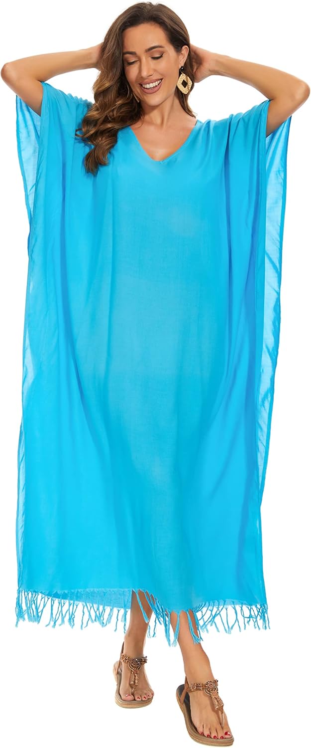 Beautybatik Women Solid Caftan Kaftan Loungewear Maxi Plus Size Long Loose Dress XL to 4X