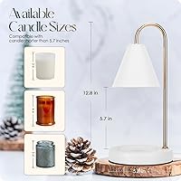 Vista 4 de Lámpara calentadora de velas con temporizador, calentador eléctrico con luz regulable, derretidor de cera perfumada, sin humo, compatible con varios