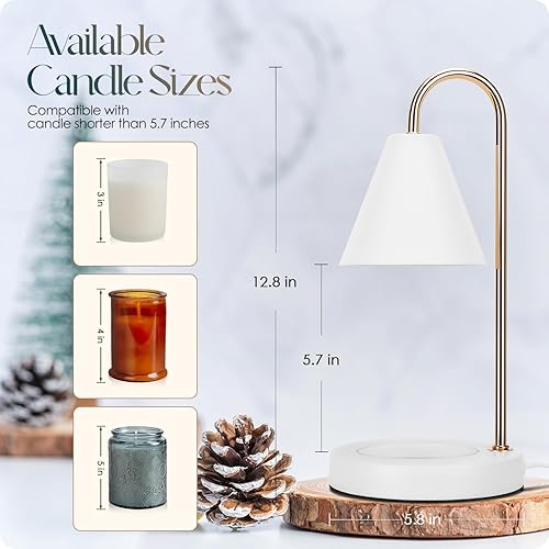 Miniatura 4 de Aimoptg Lámpara calentadora de velas, calentador eléctrico de velas con luz regulable, derretidor de cera perfumada, sin humo, compatible con varios