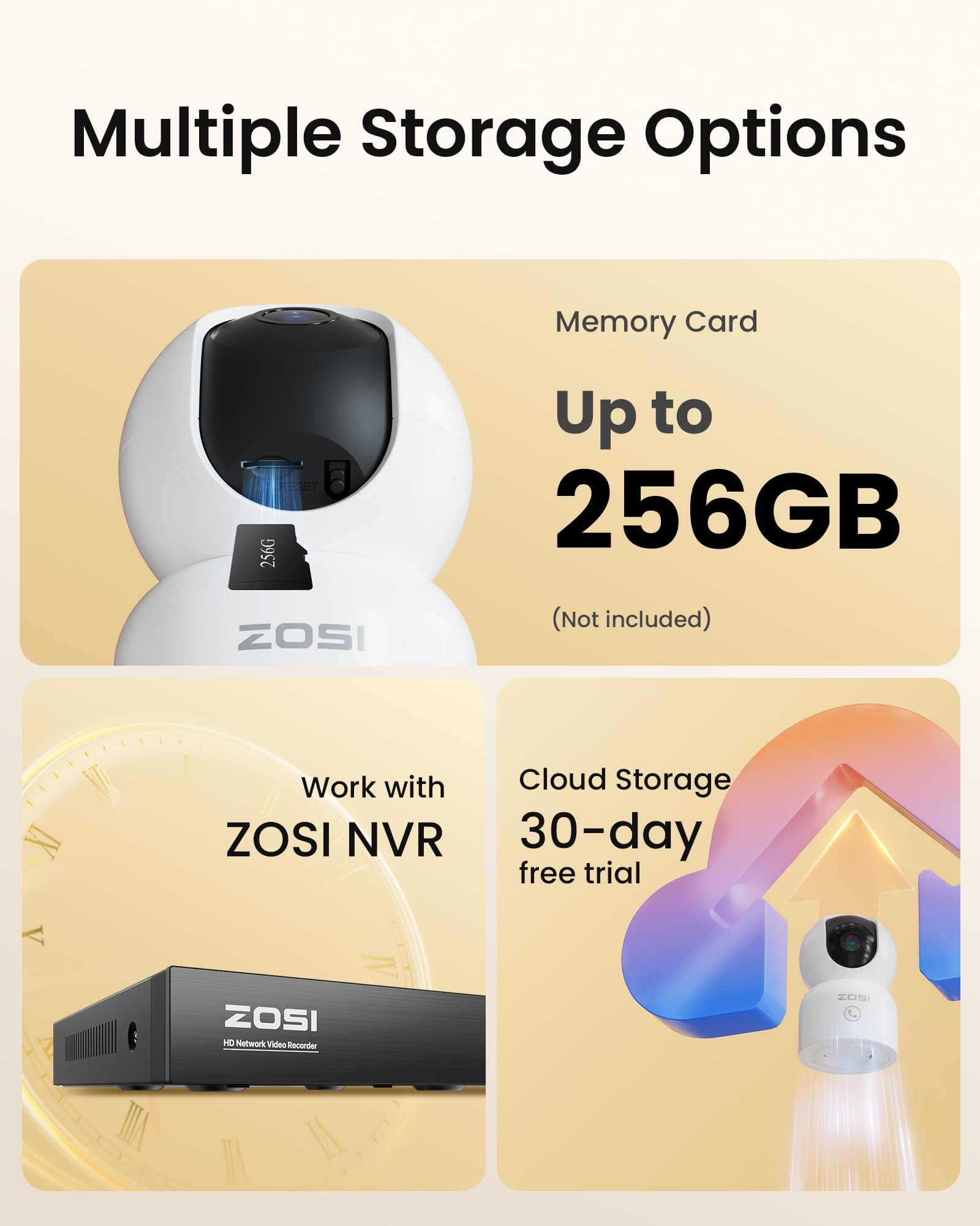 ZOSI C518 3MP Cámara Seguridad WiFi Interior 4pcs Cámara IP 2,4G/5G WiFi, Pan 355° Tilt 108°, Seguimiento de Movimiento, Vigilancia para Niño Anciano, Audio Bidireccional, Llamada con un Clic