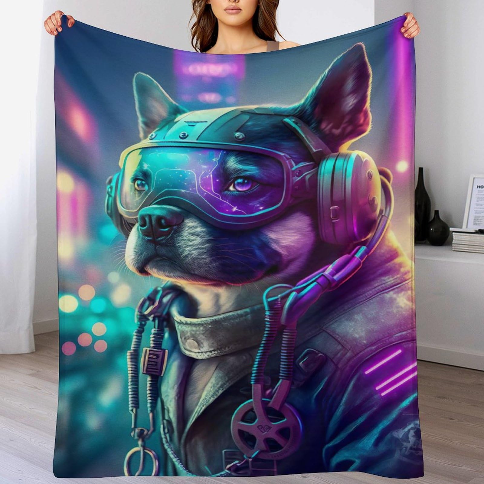 Manta de franela para perro grande que evita pelos en el sofá aportando calidez mullida