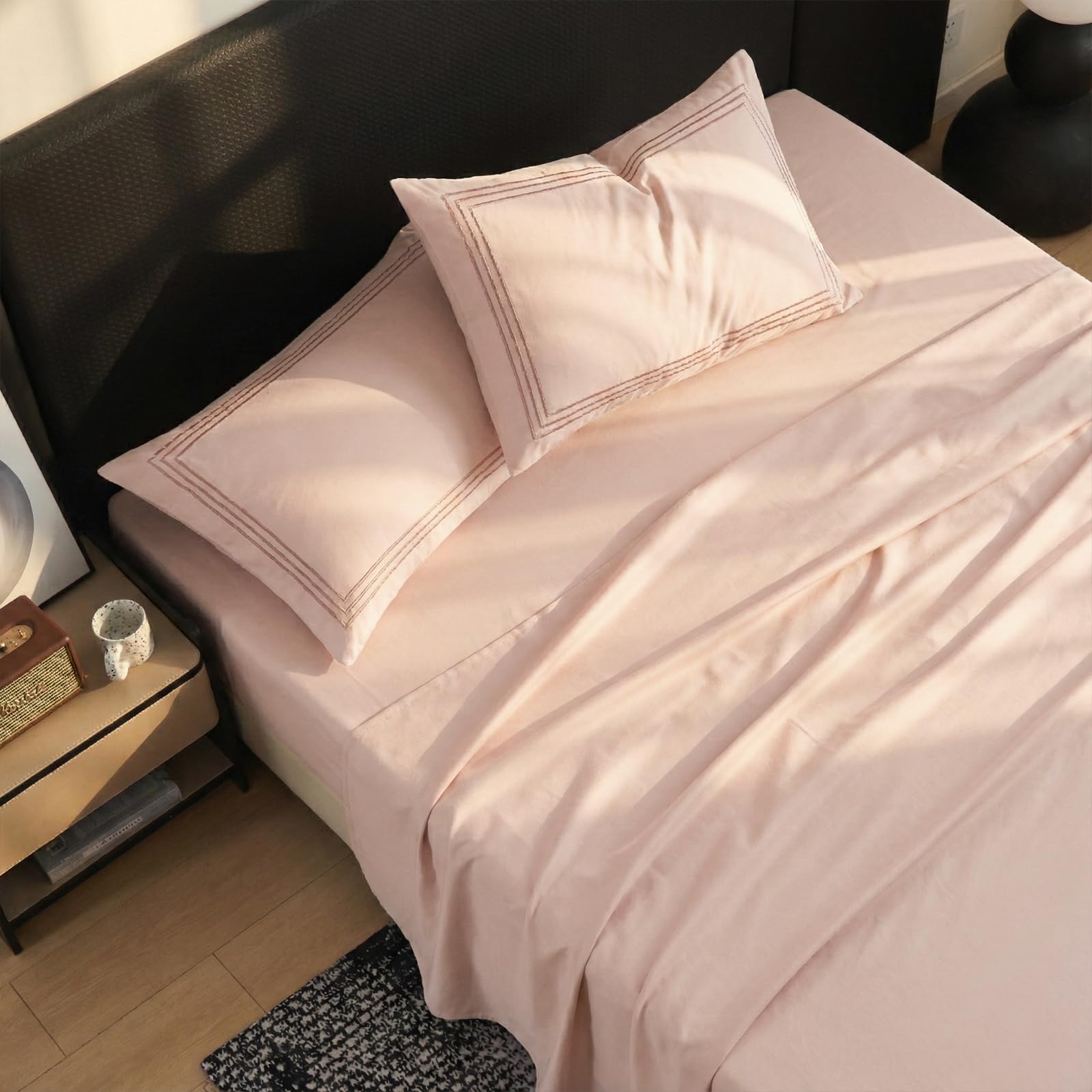 Queen Bed Sheets Set Soft Breathable Bedding Sheet Set Sheets Set with 16 Deep Pocket Design 4 Pieces