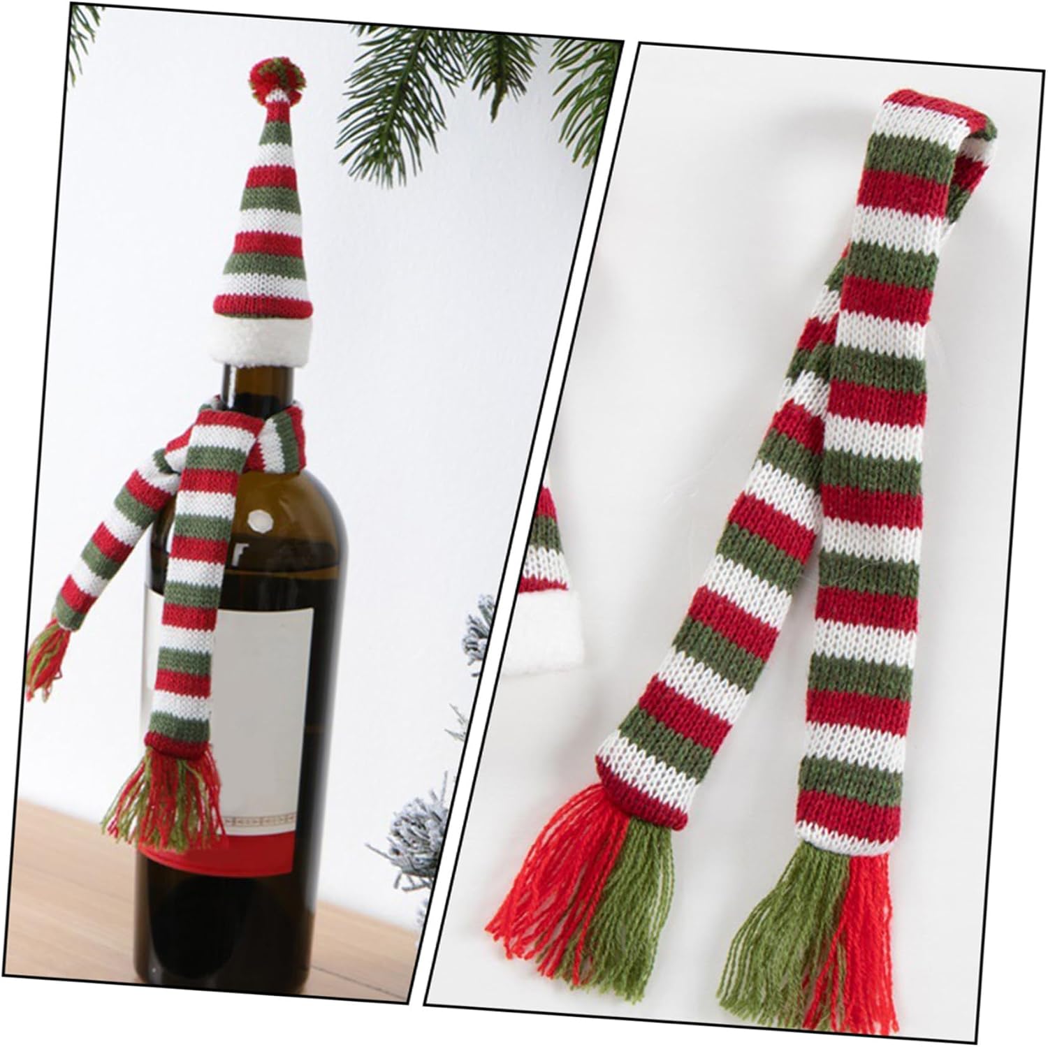 Wine Bottle Sleeve Christmas Hat and Scarf Set Non-woven | Decorative Accessory for Home Photo Taking, Suitable for Party Decor and Christmas Decoration, Well-made Shape Details