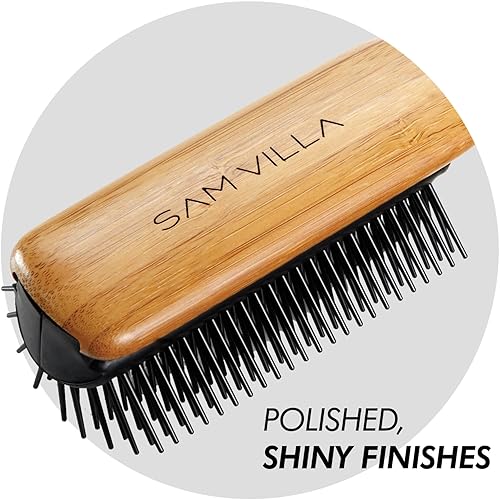 Miniatura 4 de Sam Villa Cepillo Denman de 9 filas con cepillo desenredante de bambú