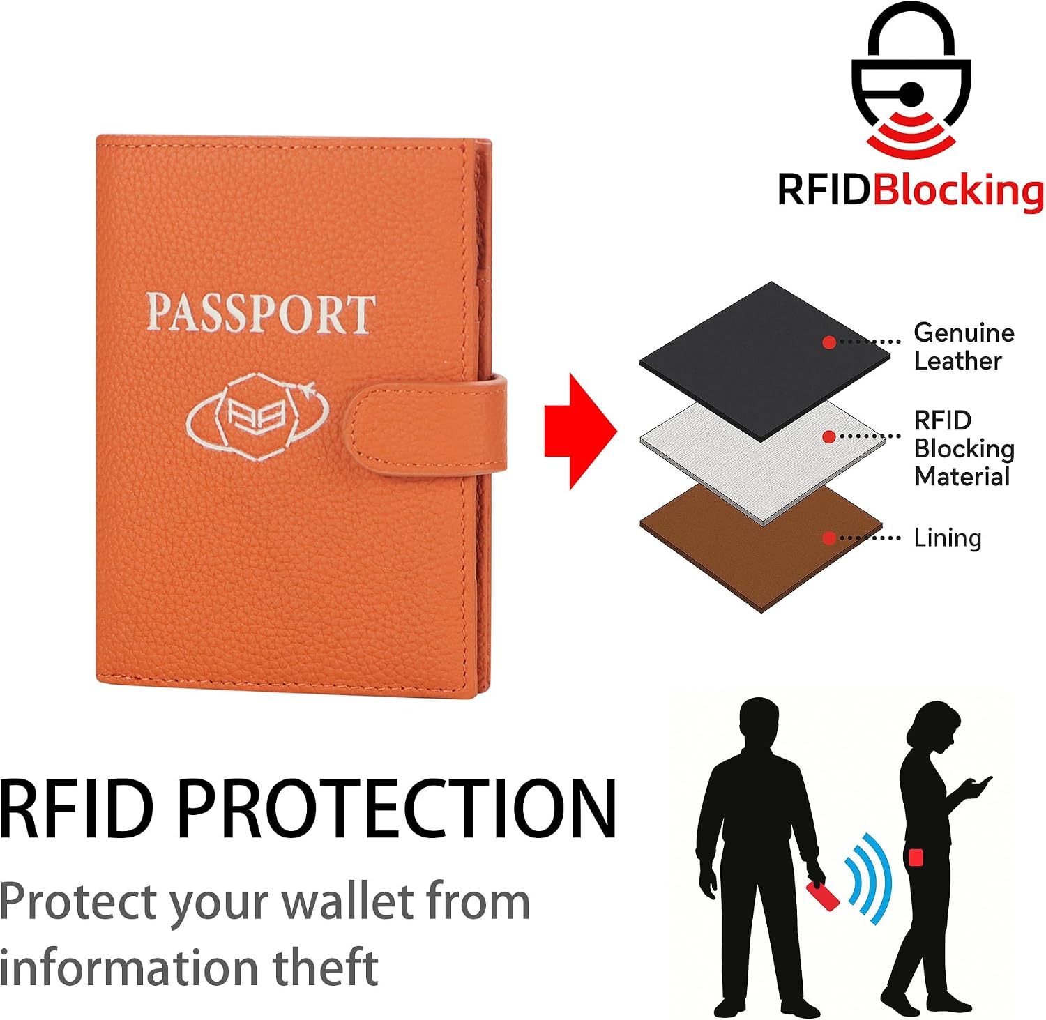 Royal Bagger RFID Passport Wallet for Women, Genuine Leather Travel Wallet with Card Holder & SIM Card Pin Tool, Compact Passport Holder 3220 (Flax Blue)