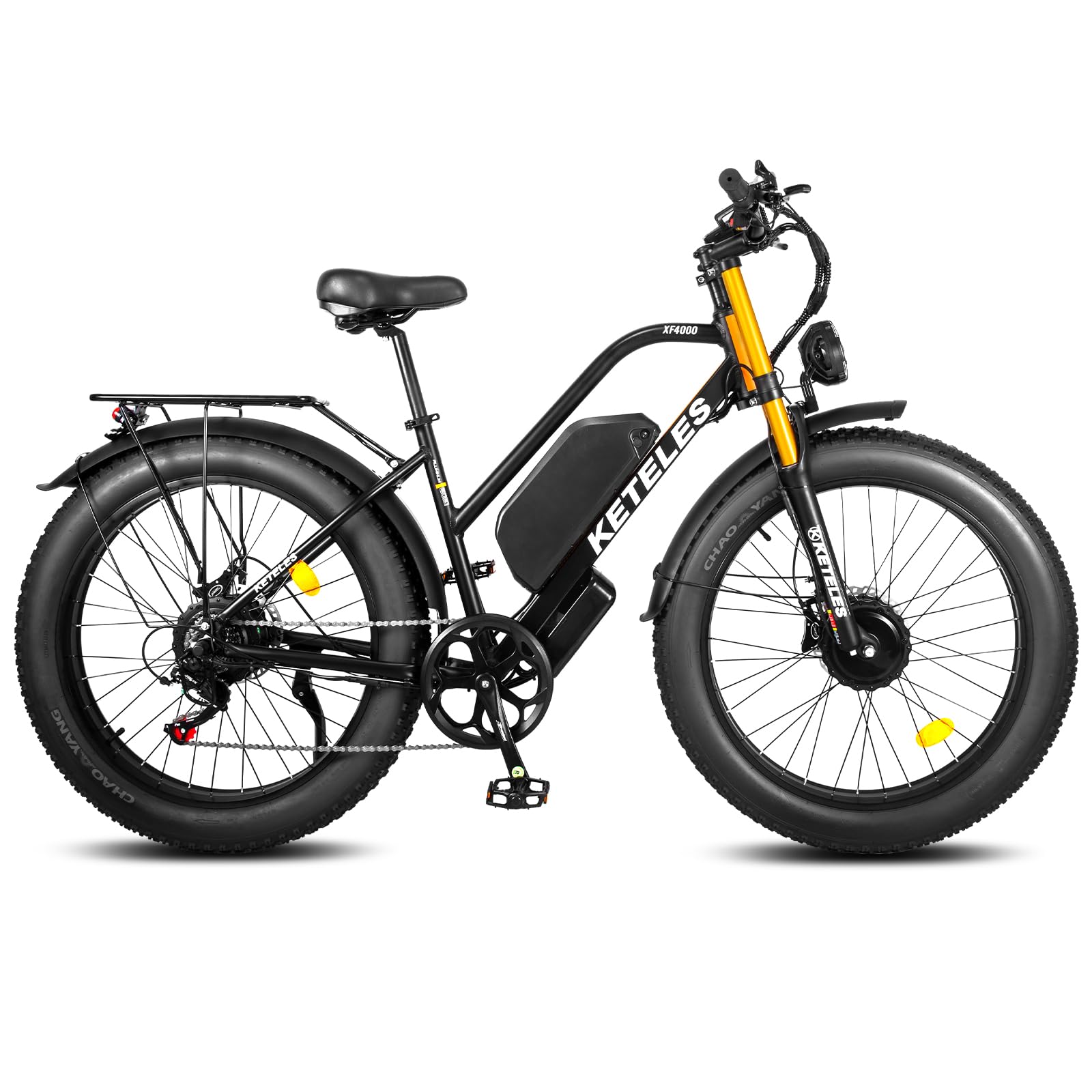 KETELESElectric Bikes for Adults with Dual Motors, 26" Fat Tire Electric Bike, Double Shoulder Front Fork Ebike, 48V 23Ah Battery, Electric Cycles for Men Color Display (Height over 175cm)