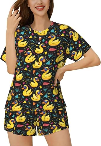 WomenS Pajamas Sets Short Sleeve Lounge Sets Sleepwear Casual Two Piece Pjs With Pockets