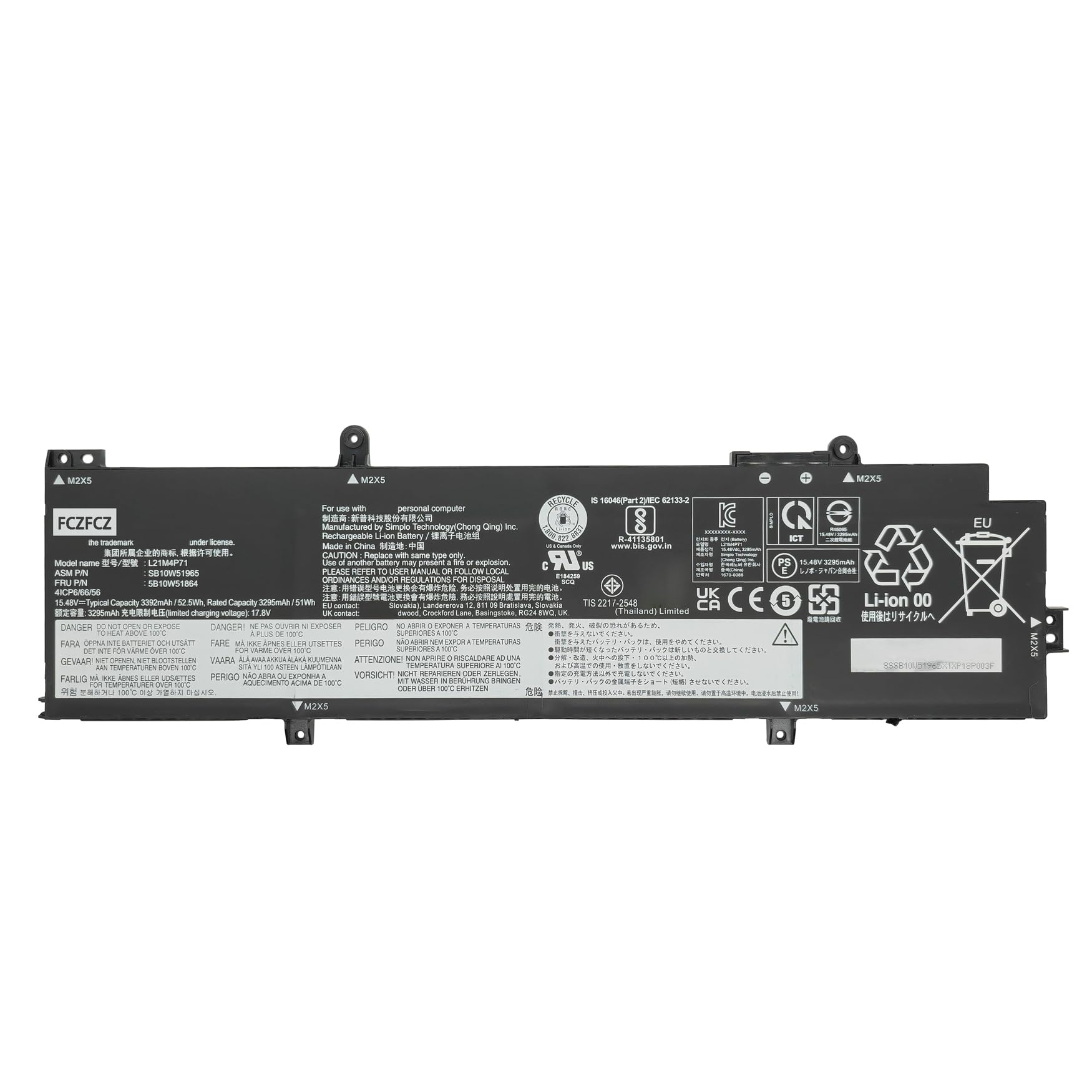 Amazon.com: FCZFCZ L21M4P71 Battery 52.5Wh Replacement for Lenovo