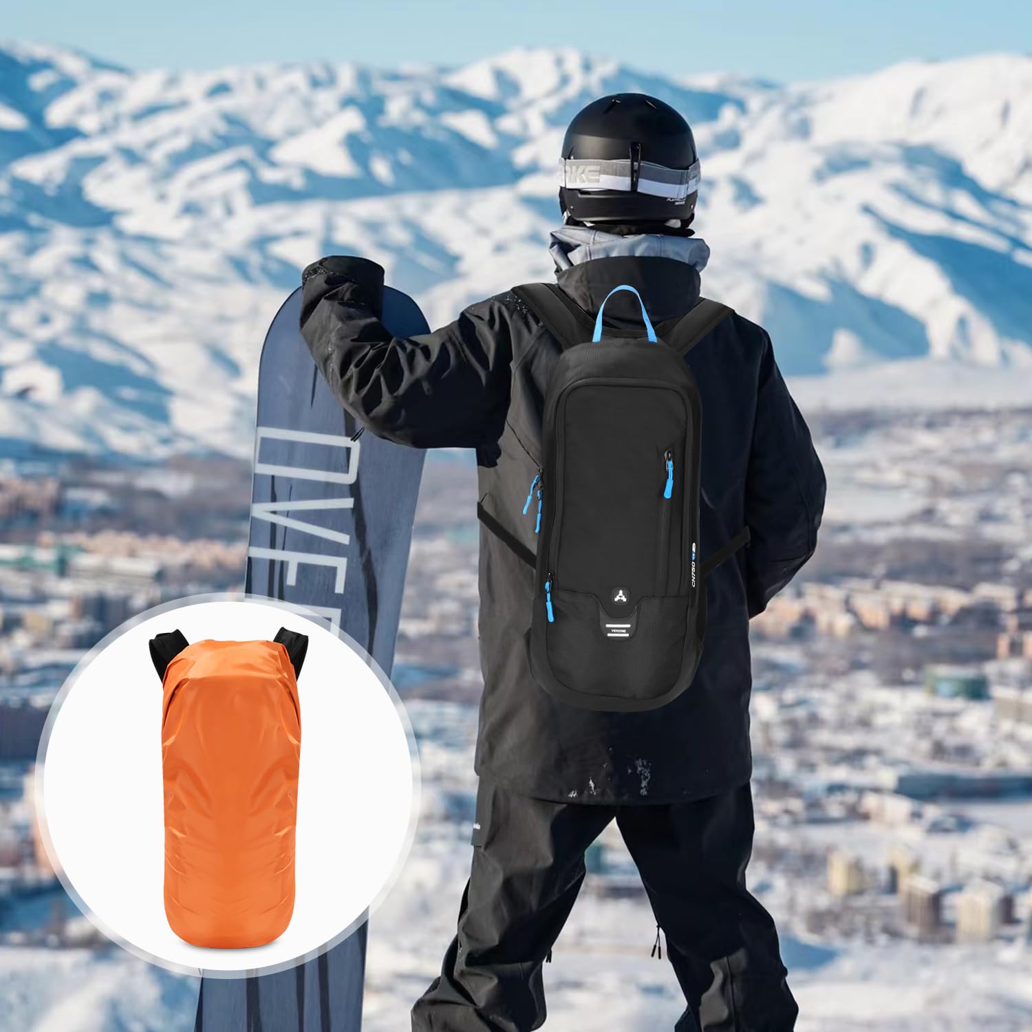 Mochila de ciclismo de 6 L, ultraligera, mochila de hidratación, mochila de ciclismo, impermeable, mochila de esquí para hombre con protección contra la lluvia, pequeña mochila de senderismo para