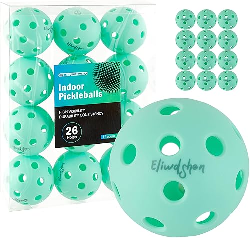 Pelotas de pickleball para interiores, resistentes a las grietas, 26 agujeros, paquete de 6, paquete de 12 unidades, fabricadas según los estándares