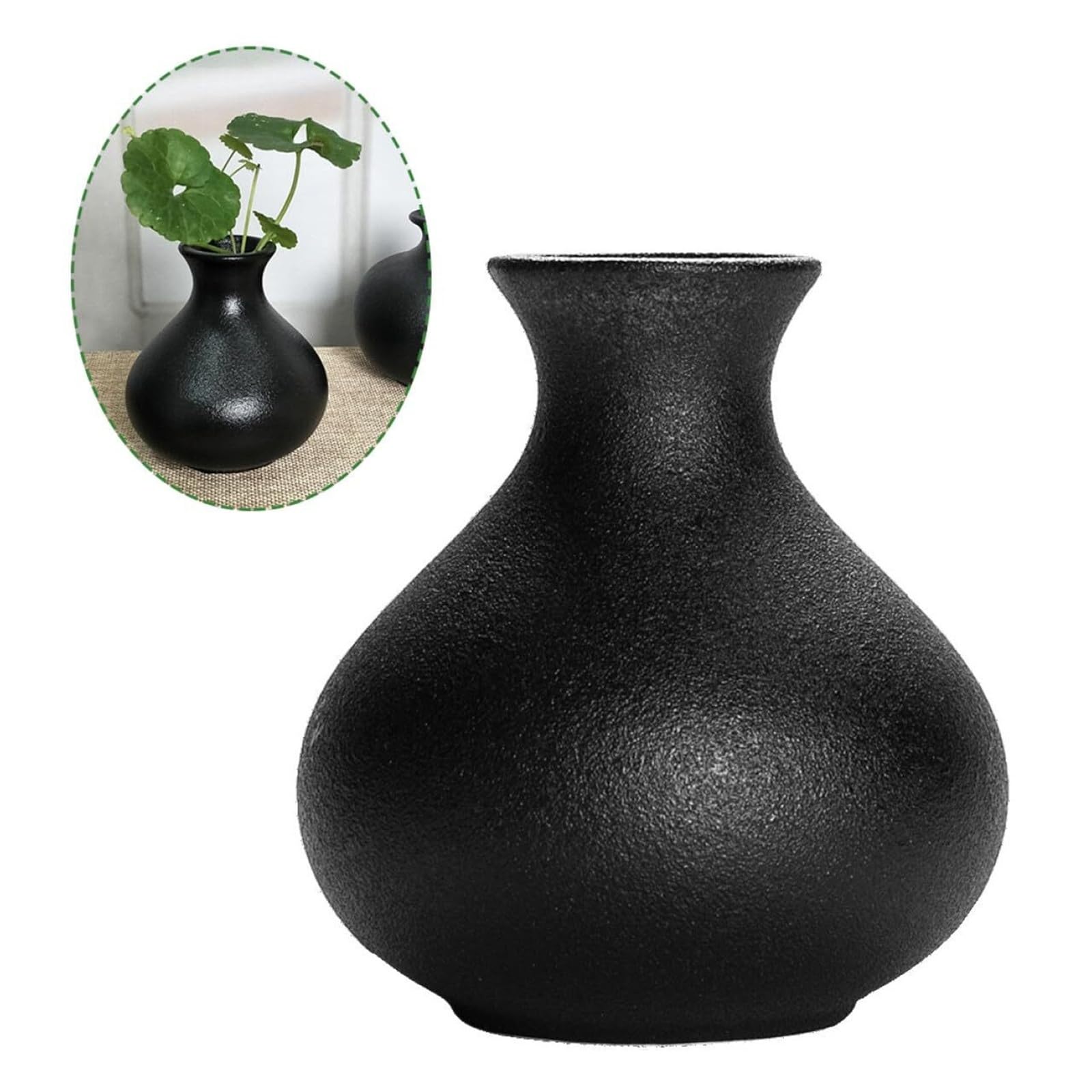Nowoczesna dekoracja wiejskiego domu, 2-częściowy zestaw matowych czarnych wazonów ceramicznych, ręcznie wykonane, glazurowane, hydroponiczne pojemniki na kwiaty, prezenty dla par