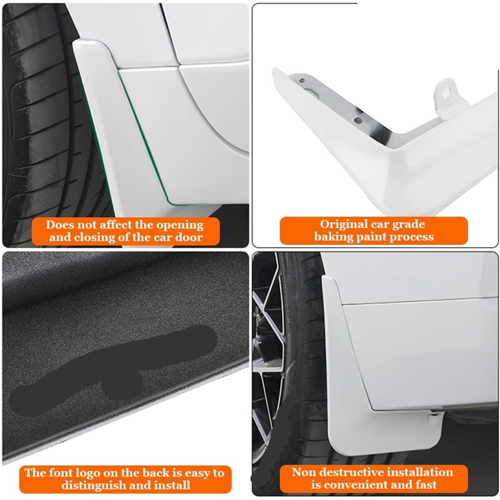 osłona przeciwbłotna Pasuje do ZEEKR 001 2024 2025 błotniki przednie tylne koła błotnik(White-4pcs)