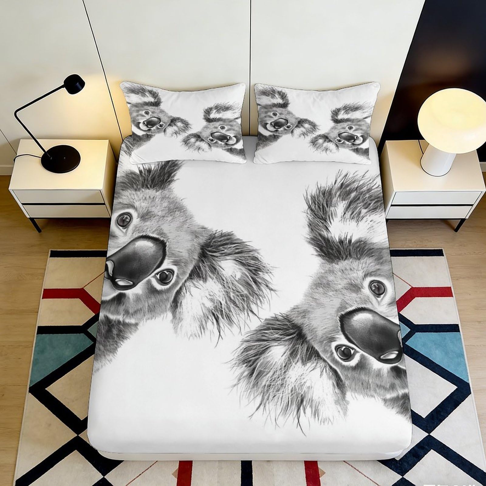 Pnayamiorkfel Style-5 3D Printed Koala Animal Fitted Sheet Microfiber Soft Breathable Cartoon Wildlife Bed Cover For Bedroom Dorm Mattress Decor 90X200x25cm